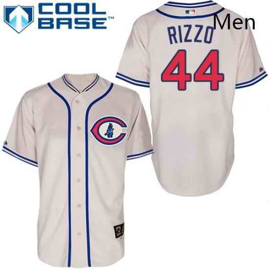 Mens Majestic Chicago Cubs 44 Anthony Rizzo Replica Cream 1929 Turn Back The Clock MLB Jersey